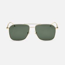 Rectangular Sunglasses with Gold-coloured Metal Frame - Luxury Sunglasses – Montblanc® MG