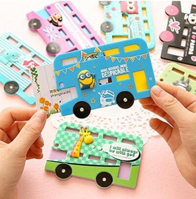 4 in 1 Multi Utility Bus Style Key Chain Tag Holders for Kids Return Gifts