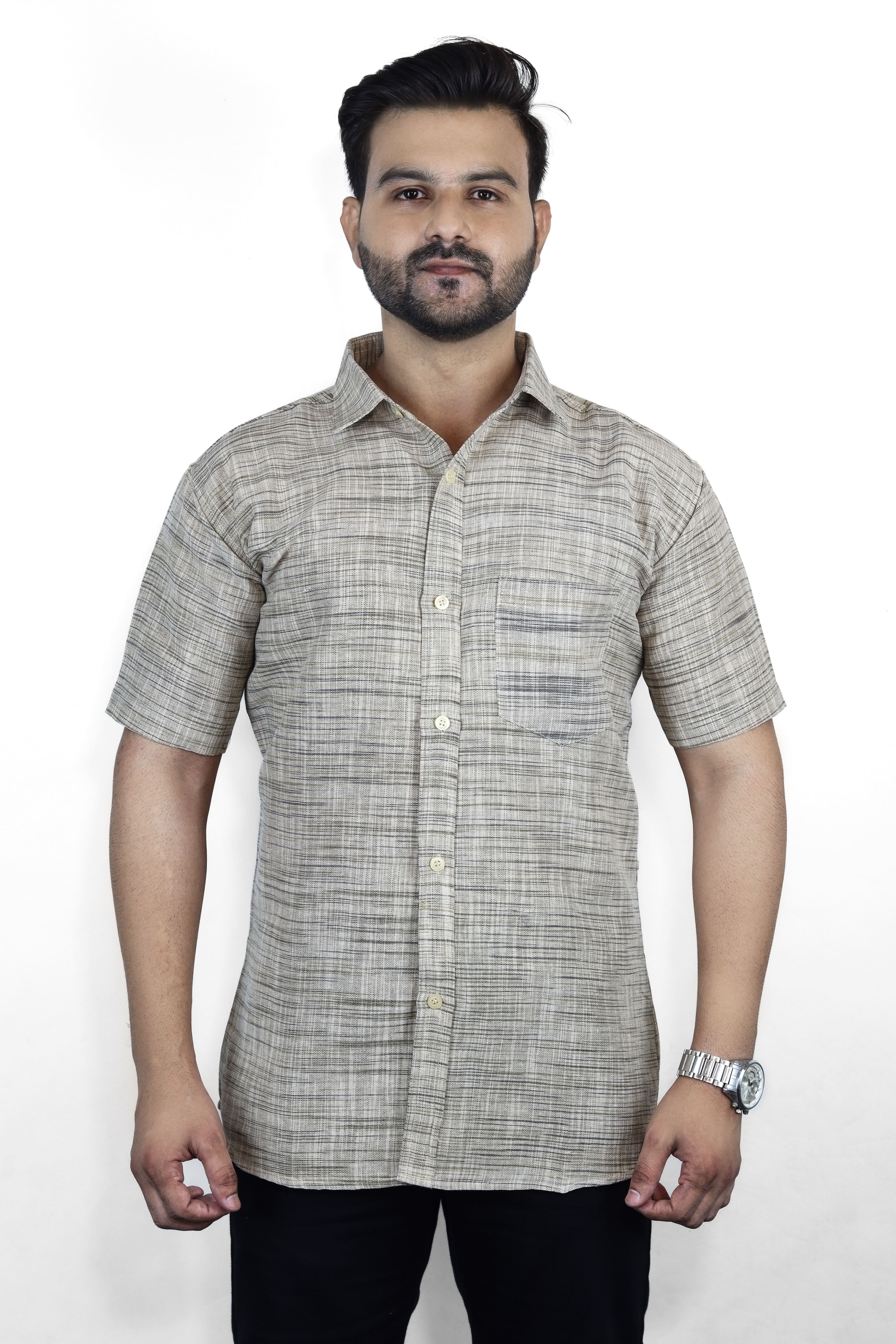 Khadi Cotton Shirt Half Sleeves
