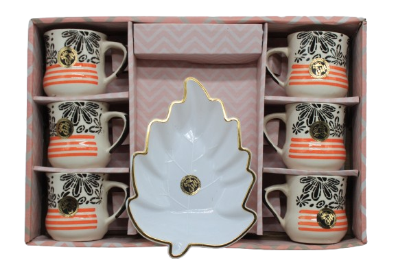 Ceramic Cold Coffe 6 Cupset with 1 Tray